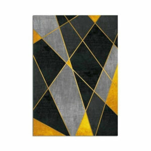 Black Yellow Geometric Carpet Bedroom Area Rug Home Decor